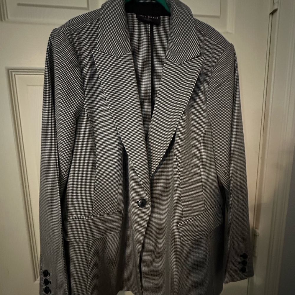 Lane Bryant Black and White Checkered Blazer